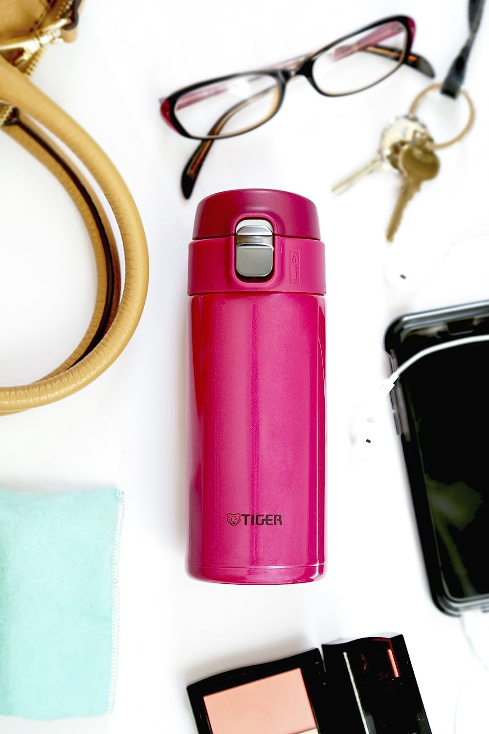 Tiger Vacuum Insulated Travel Mug with Flip Open Lid, 12-Ounce