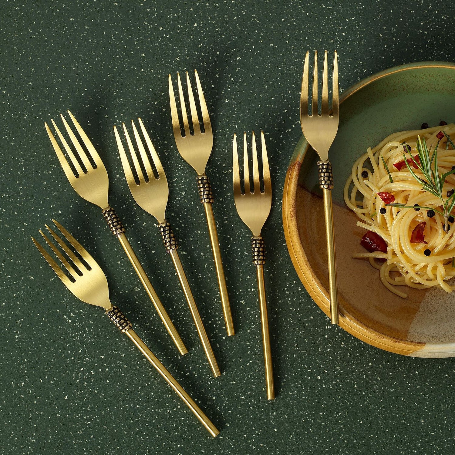 BZAAR Brass Gold-Colored Masai Table Fork - Set of 6