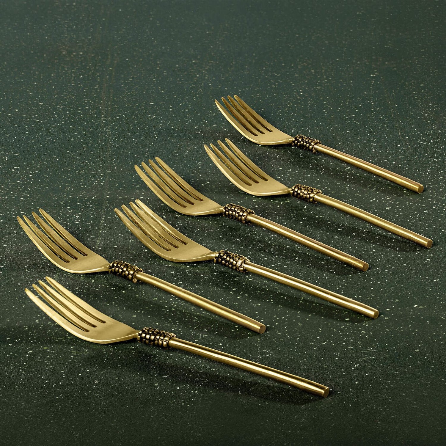 BZAAR Brass Gold-Colored Masai Table Fork - Set of 6