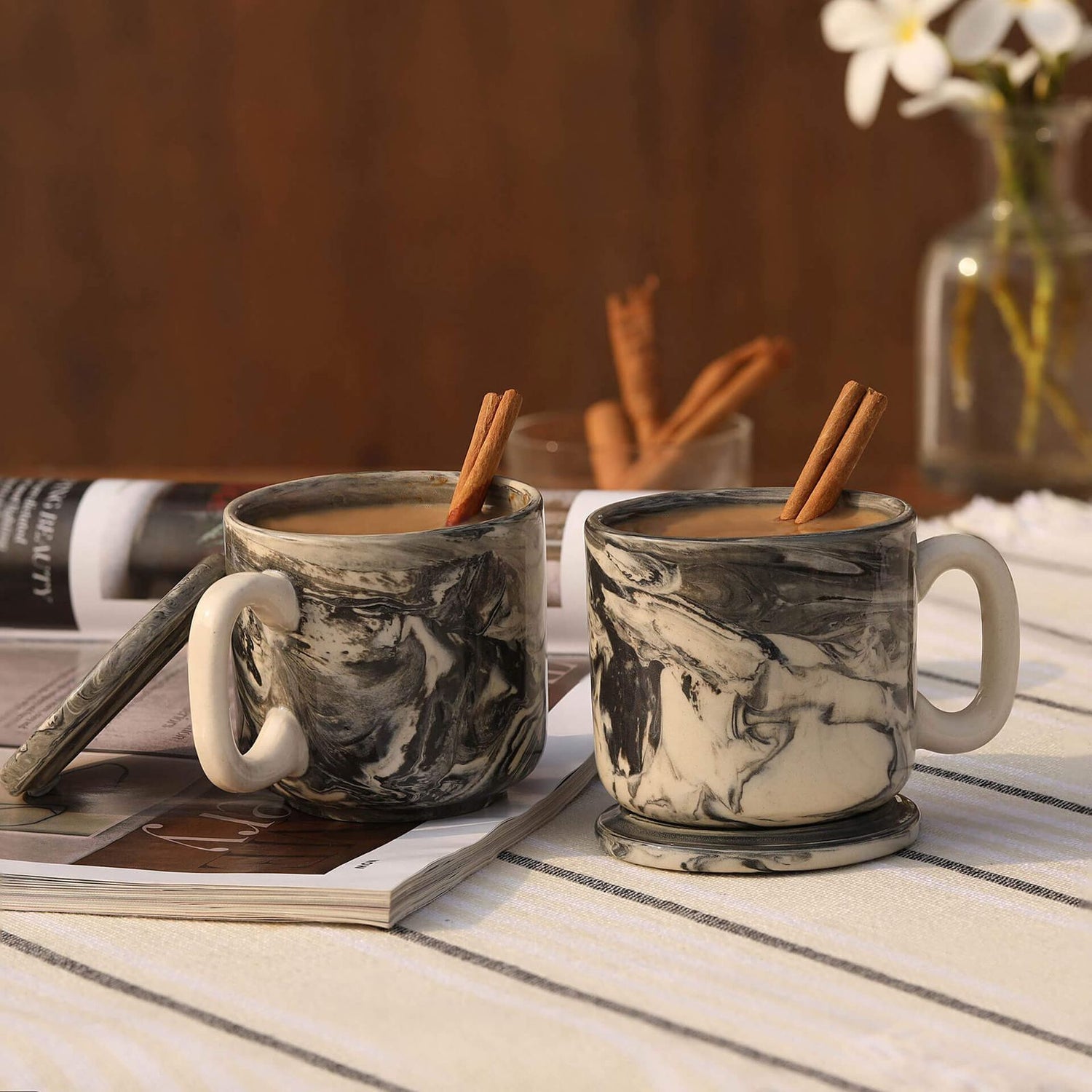 BZAAR Handmade Ceramic Black Carbon Mug - Set of 2