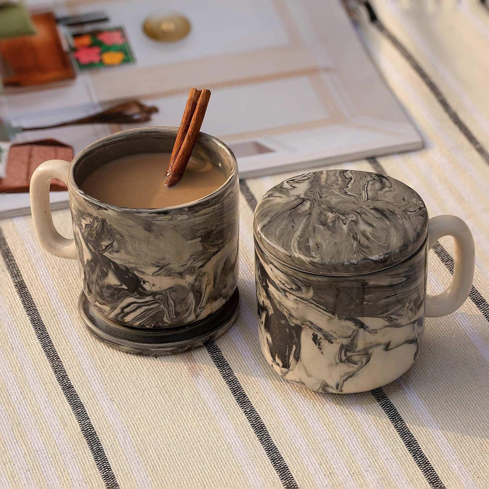 BZAAR Handmade Ceramic Black Carbon Mug - Set of 2