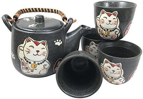 Ebros Gift Ceramic Tea Pot and Cups Set, 20-Ounce