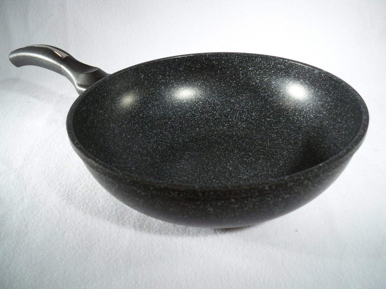 MV Trading Ceramic Marble Coated Cast Aluminium Non Stick Stir Fry Wok With  Glass Lid, 28 cm