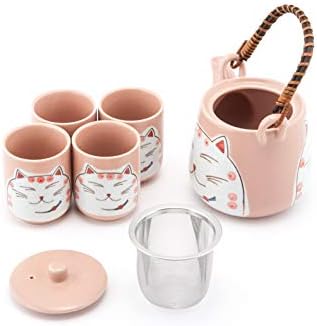 FMC Fuji Merchandise Ceramic Tea Pot and 4 Cups Tea Set, 20-Ounce