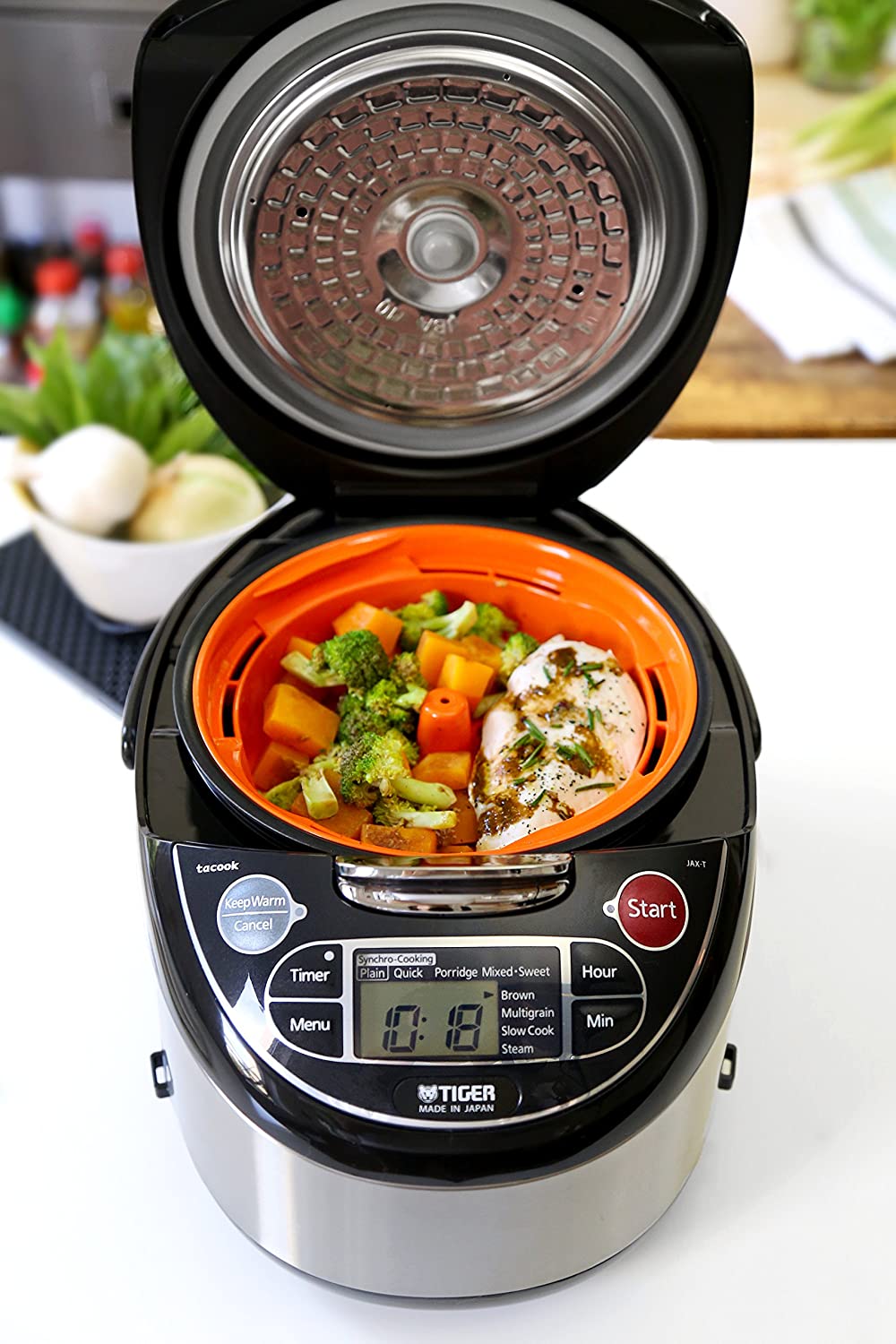 Tiger Micom Rice Cooker with Food Steamer &amp; Slow Cooker, 10-Cup (Uncooked)