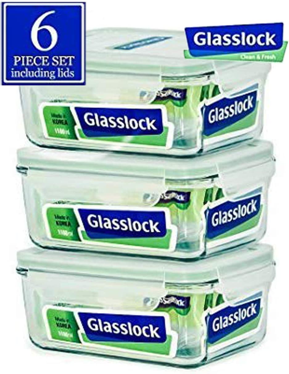 Glasslock Container with Locking Lids Rectangular, 37-Ounce