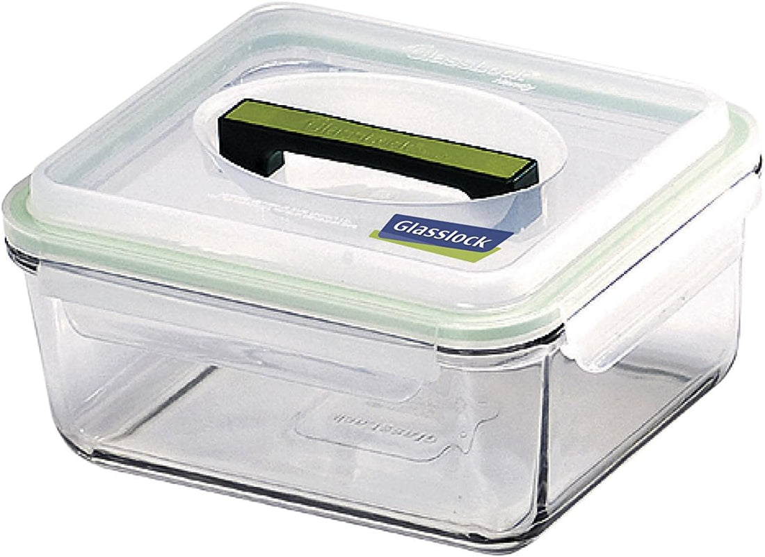 Glasslock Rectangular Handy Tempered Glass Food Container, 2.7 Liter