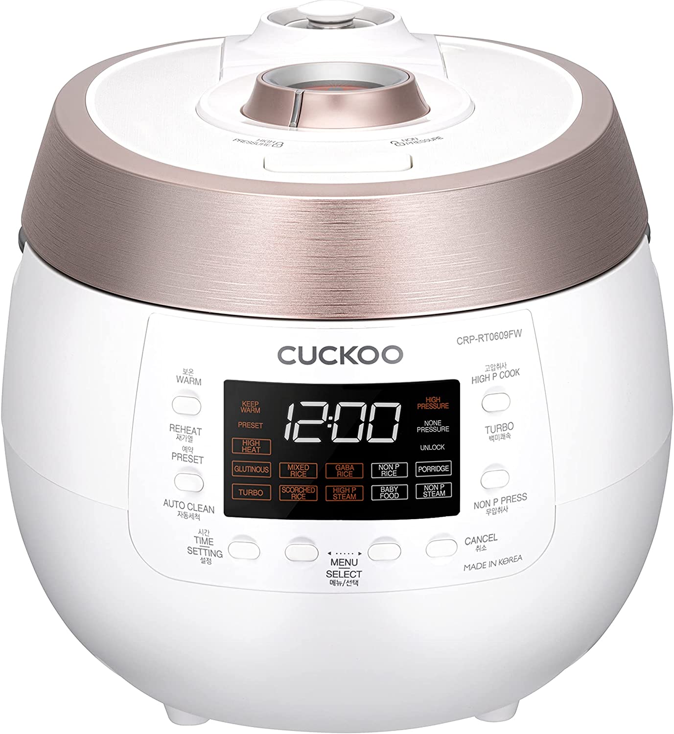 Cuckoo Pressure Rice Cooker Twin Plate &amp; Warmer, 6-cup (Uncooked)