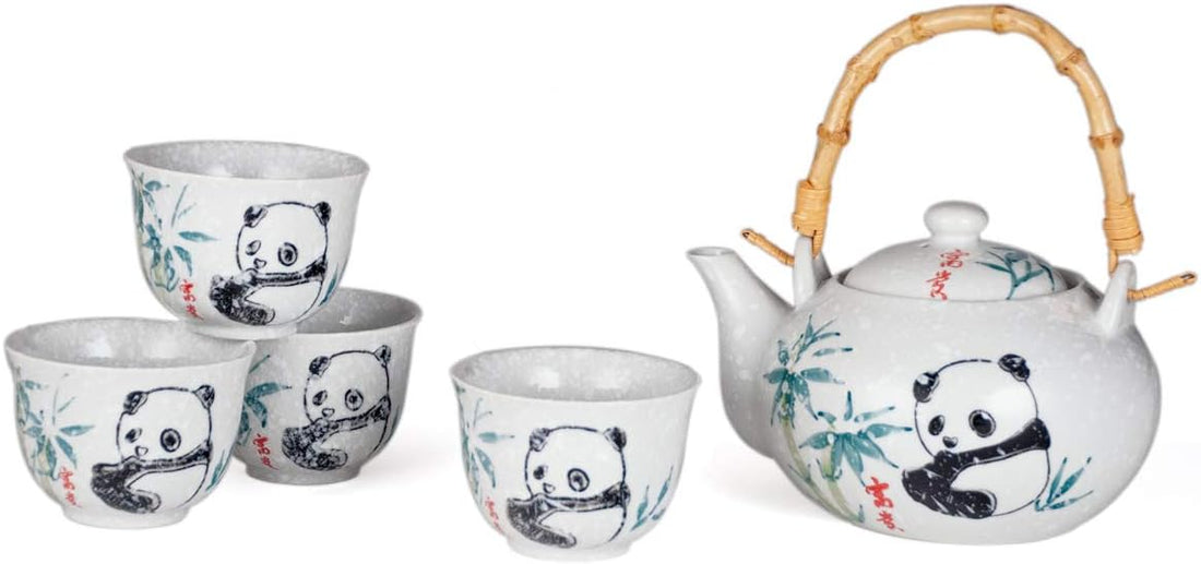 Hinomaru Collection Ceramic Tea Pot and 4 Cups Tea Set