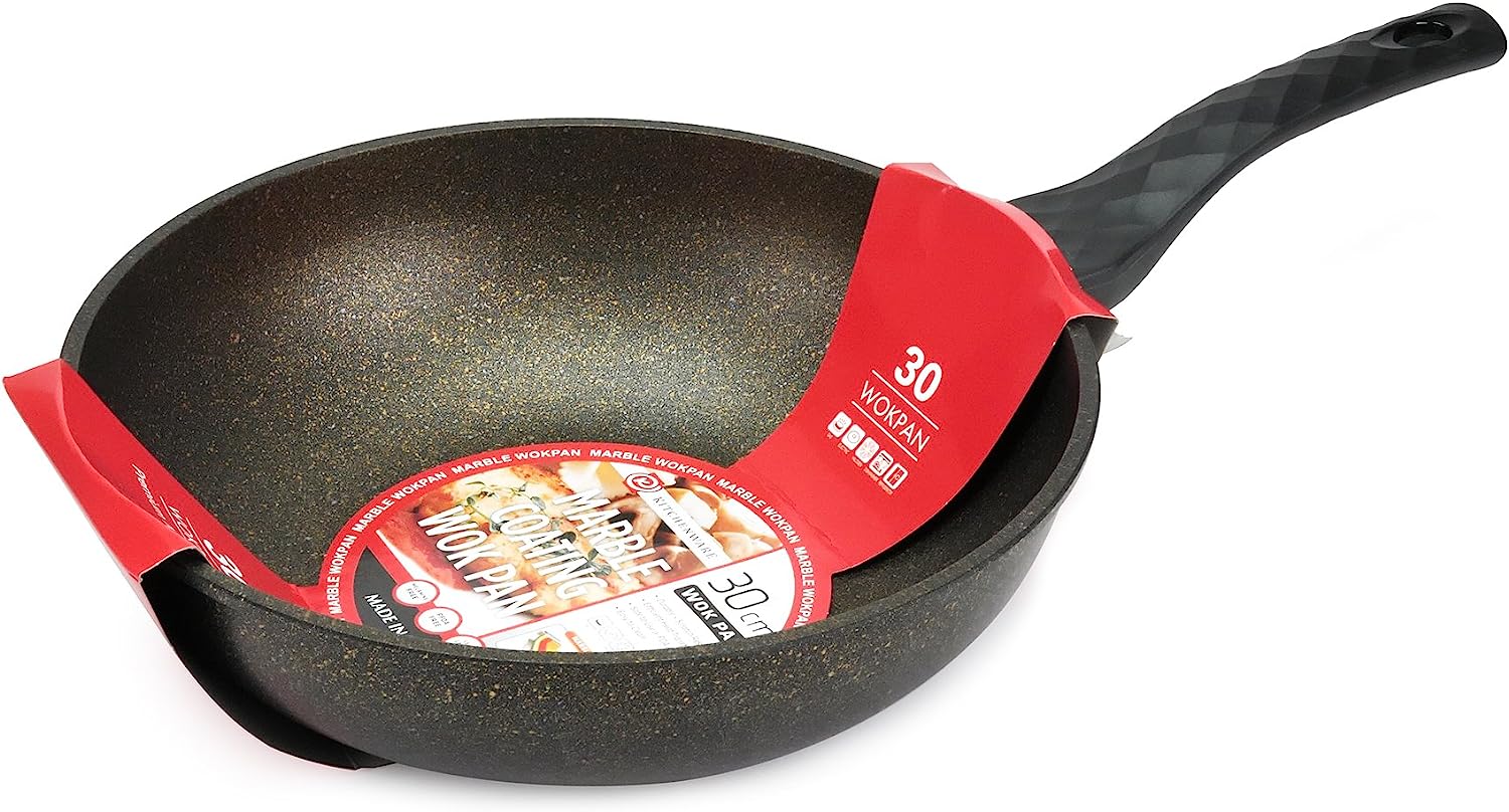 K.E.Y. CO. Marble Wok Pan, 11.8-inch